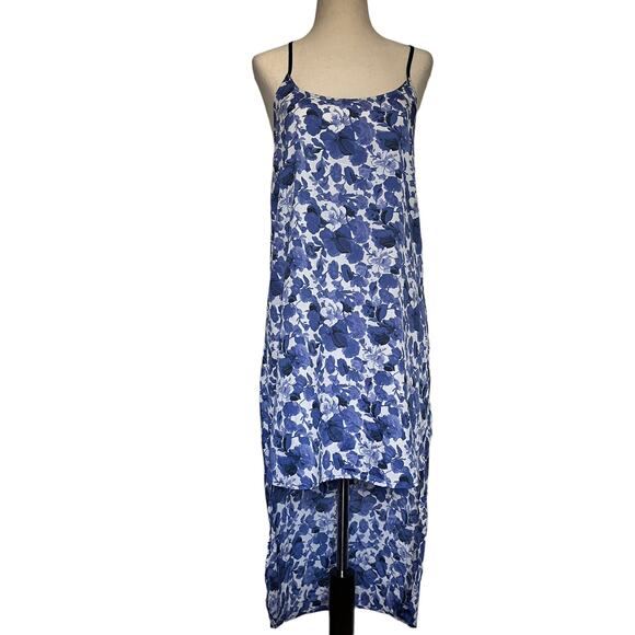 Topshop Floral Hi-Low Slip Dress Sz 6 Blue Boho Chic Y2K Coastal Racerback Beach - Picture 1 of 13